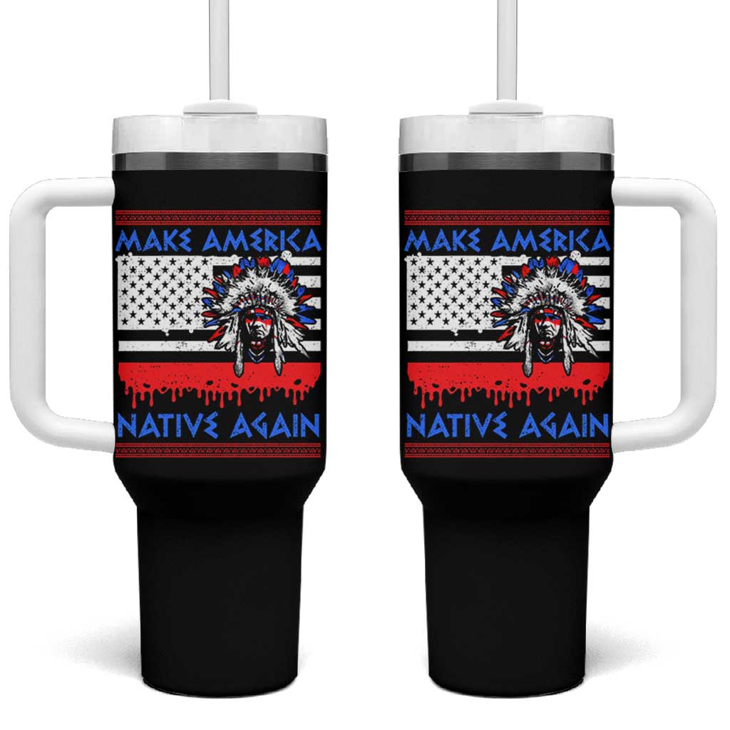 Make America Native Again Tumbler With Handle Native Indian Pride USA Flag - Wonder Print Shop