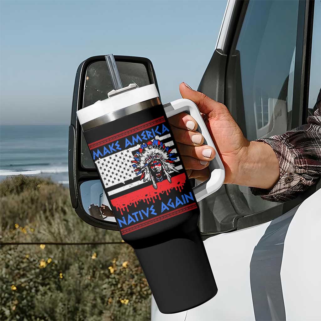 Make America Native Again Tumbler With Handle Native Indian Pride USA Flag - Wonder Print Shop