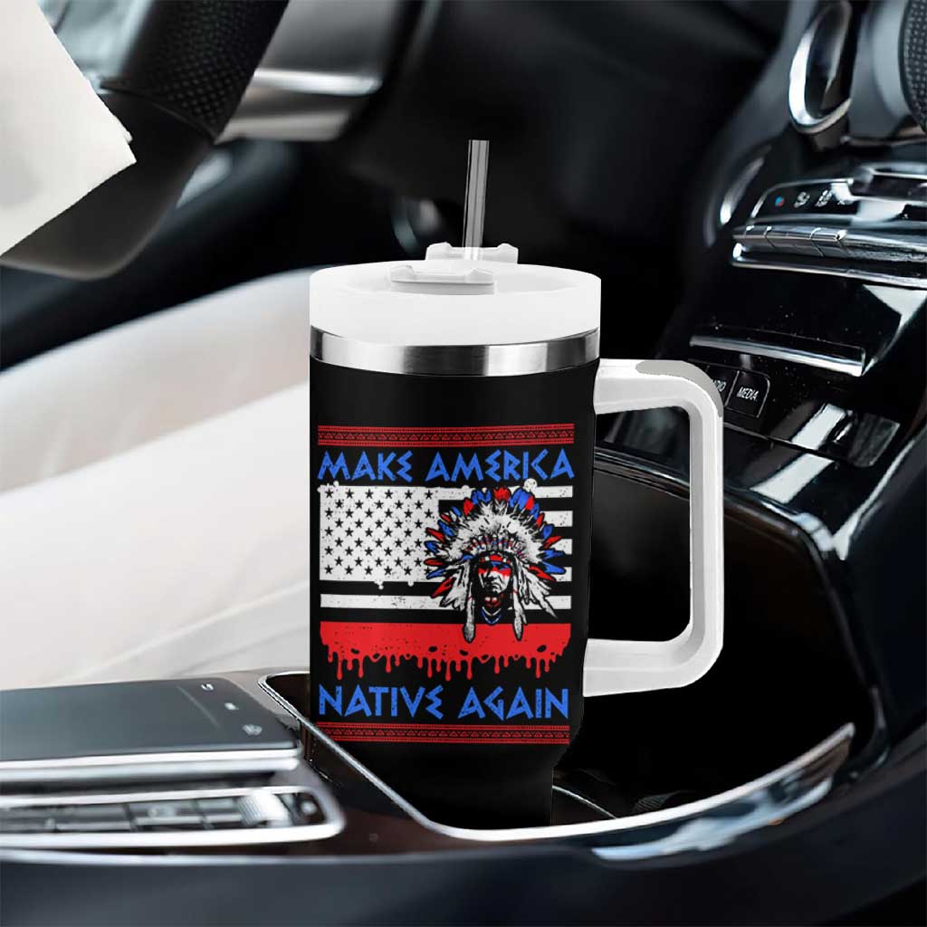 Make America Native Again Tumbler With Handle Native Indian Pride USA Flag - Wonder Print Shop