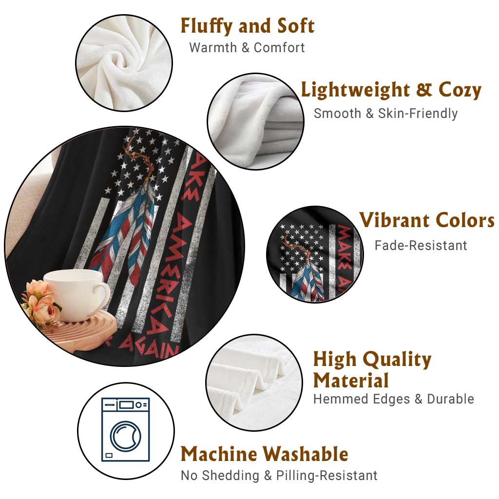 Make America Native Again Throw Blanket Indigenous Peoples Day USA Flag - Wonder Print Shop