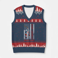 Make America Native Again V-Neck Knit Sweater Vest Indigenous Peoples Day USA Flag - Wonder Print Shop