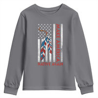 Make America Native Again Youth Sweatshirt Indigenous Peoples Day USA Flag - Wonder Print Shop