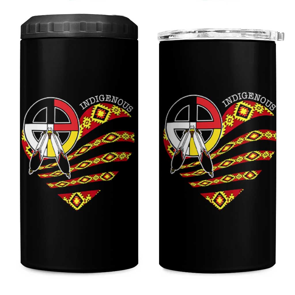 Indigenous Pride Native American Medicine Wheel 4 in 1 Can Cooler Tumbler - Wonder Print Shop