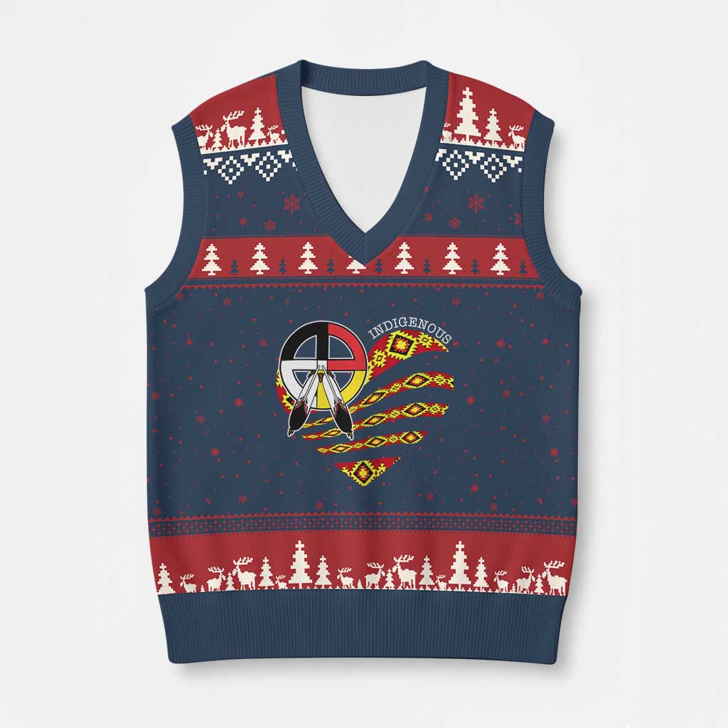 Indigenous Pride Native American Medicine Wheel V-Neck Knit Sweater Vest - Wonder Print Shop