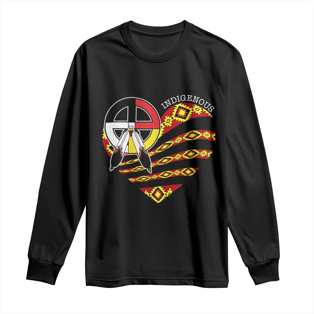 Indigenous Pride Native American Medicine Wheel Long Sleeve Shirt - Wonder Print Shop