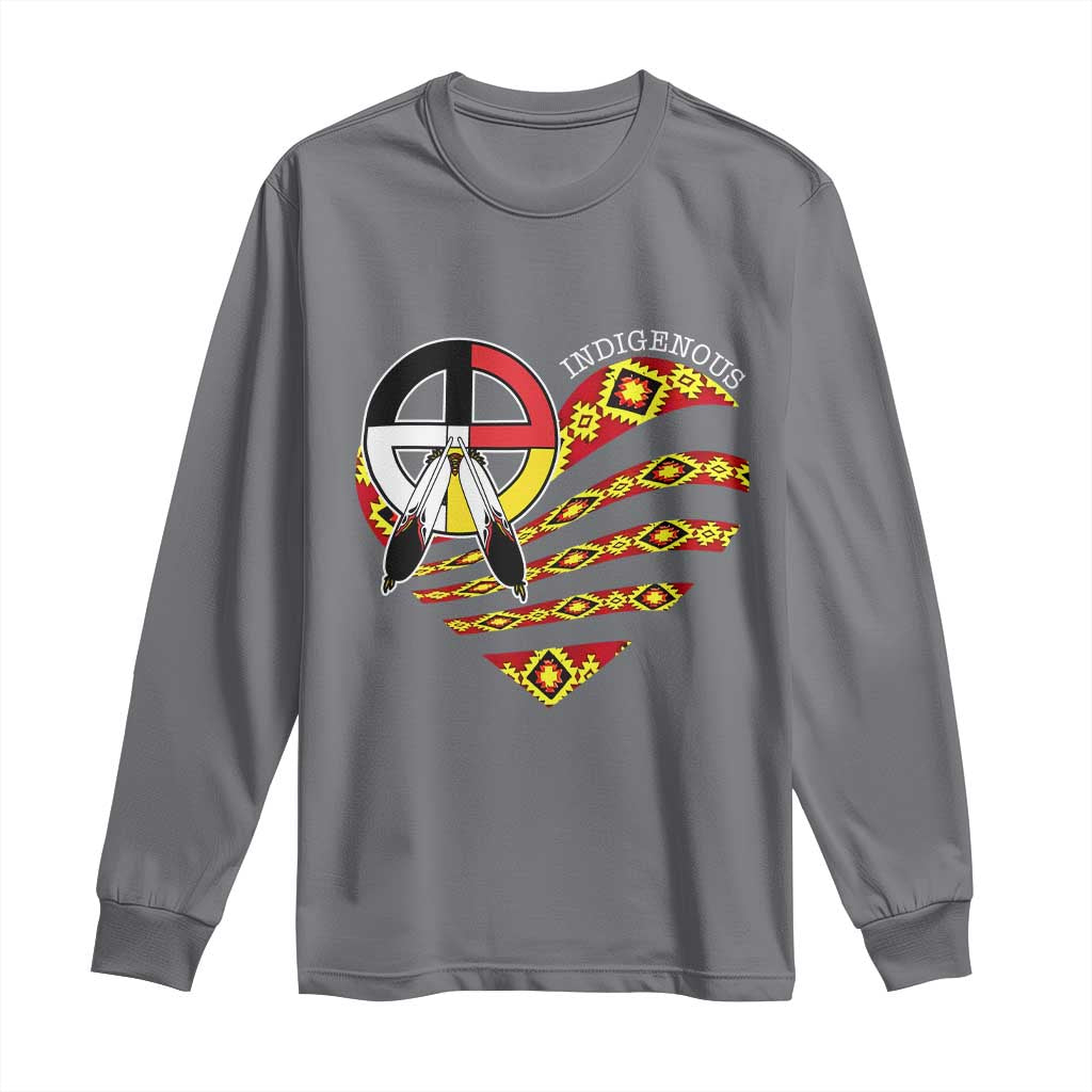 Indigenous Pride Native American Medicine Wheel Long Sleeve Shirt - Wonder Print Shop