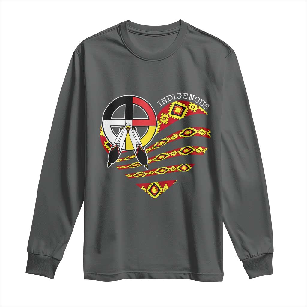 Indigenous Pride Native American Medicine Wheel Long Sleeve Shirt - Wonder Print Shop