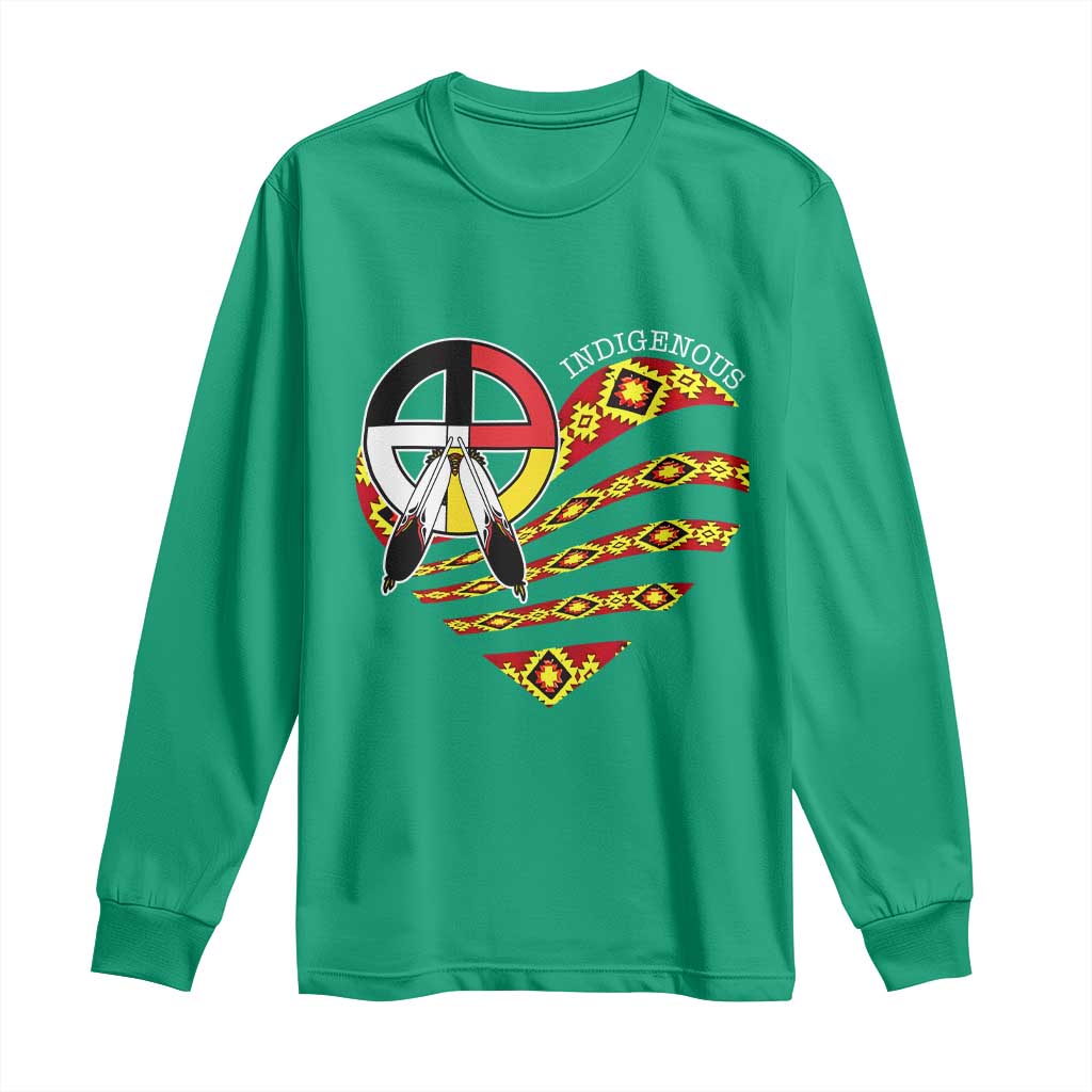 Indigenous Pride Native American Medicine Wheel Long Sleeve Shirt - Wonder Print Shop