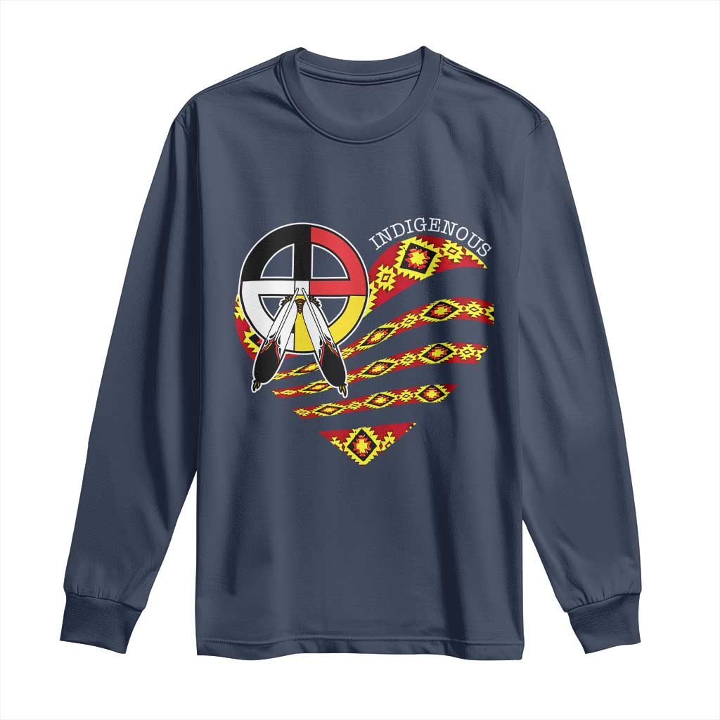 Indigenous Pride Native American Medicine Wheel Long Sleeve Shirt - Wonder Print Shop