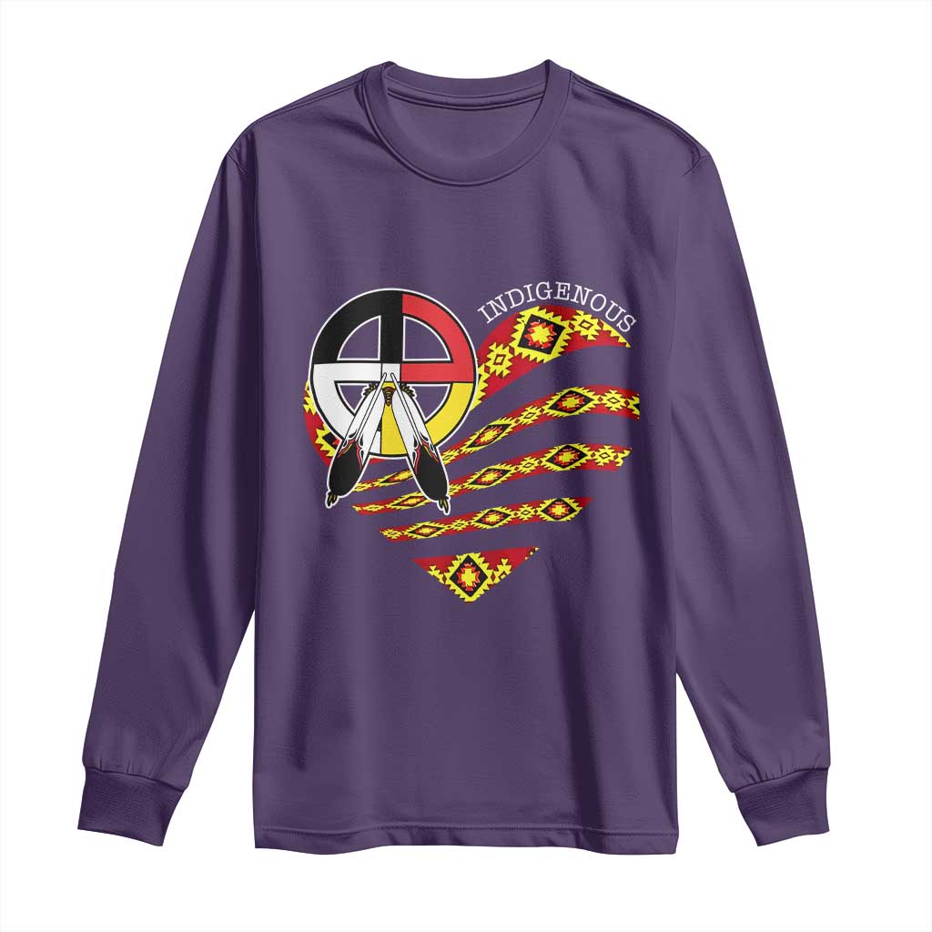 Indigenous Pride Native American Medicine Wheel Long Sleeve Shirt - Wonder Print Shop