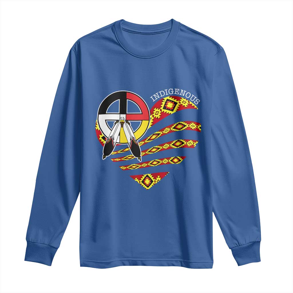 Indigenous Pride Native American Medicine Wheel Long Sleeve Shirt - Wonder Print Shop