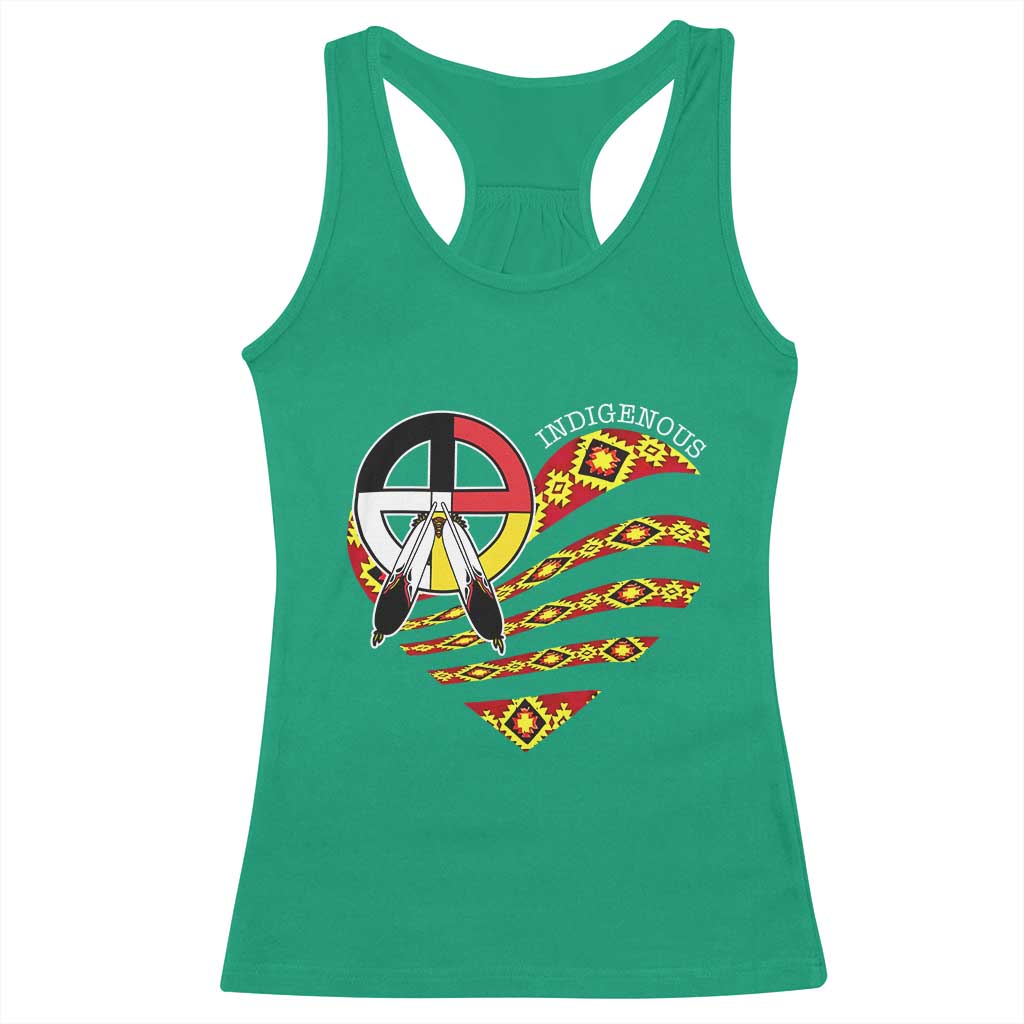 Indigenous Pride Native American Medicine Wheel Racerback Tank Top - Wonder Print Shop