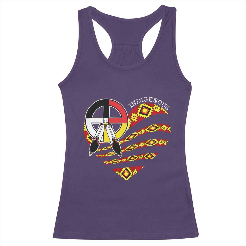 Indigenous Pride Native American Medicine Wheel Racerback Tank Top - Wonder Print Shop