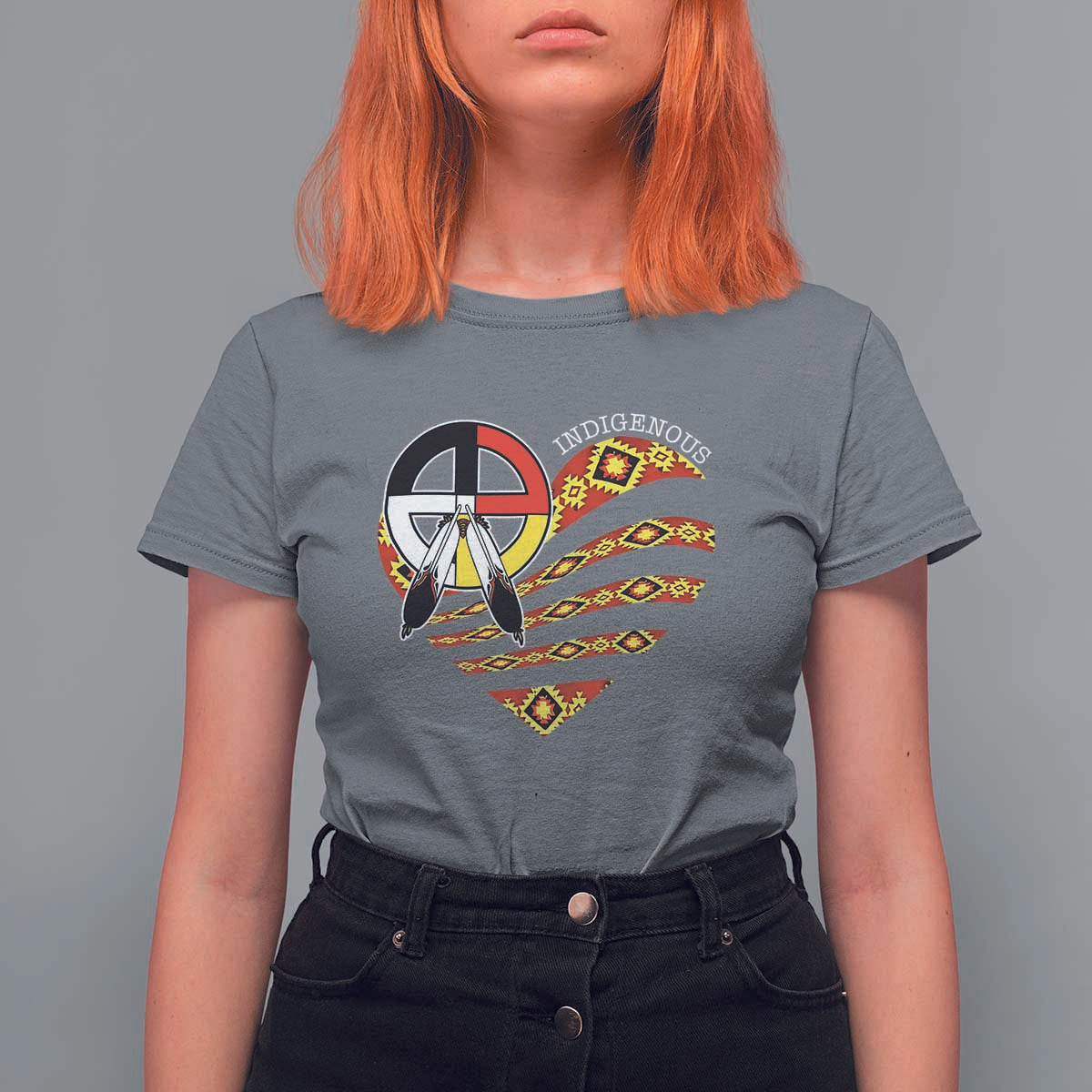 Indigenous Pride Native American Medicine Wheel T Shirt For Women - Wonder Print Shop