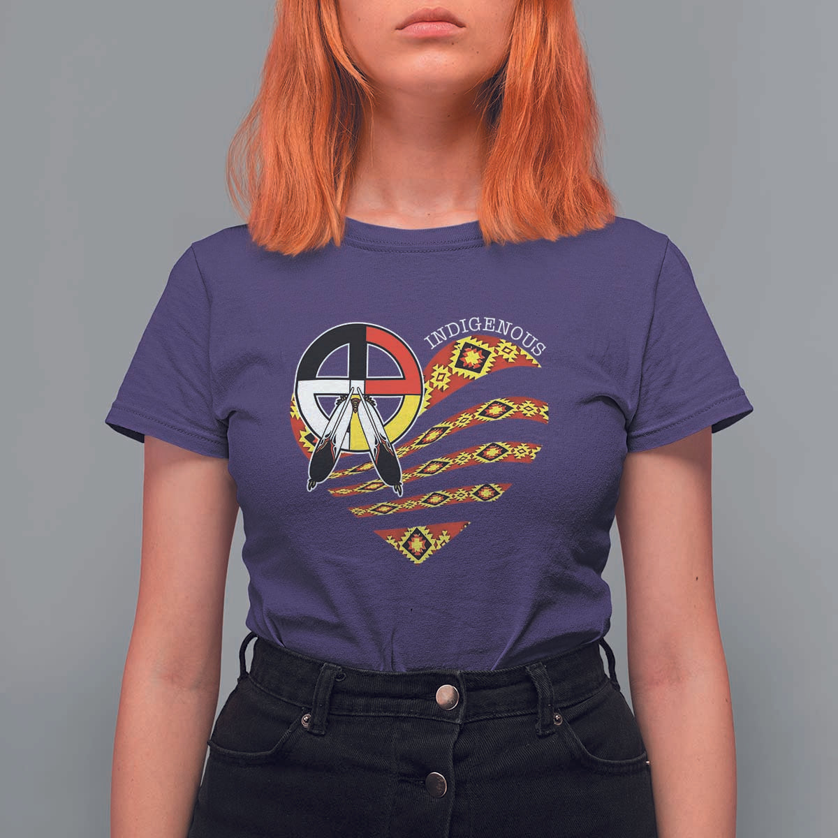 Indigenous Pride Native American Medicine Wheel T Shirt For Women - Wonder Print Shop