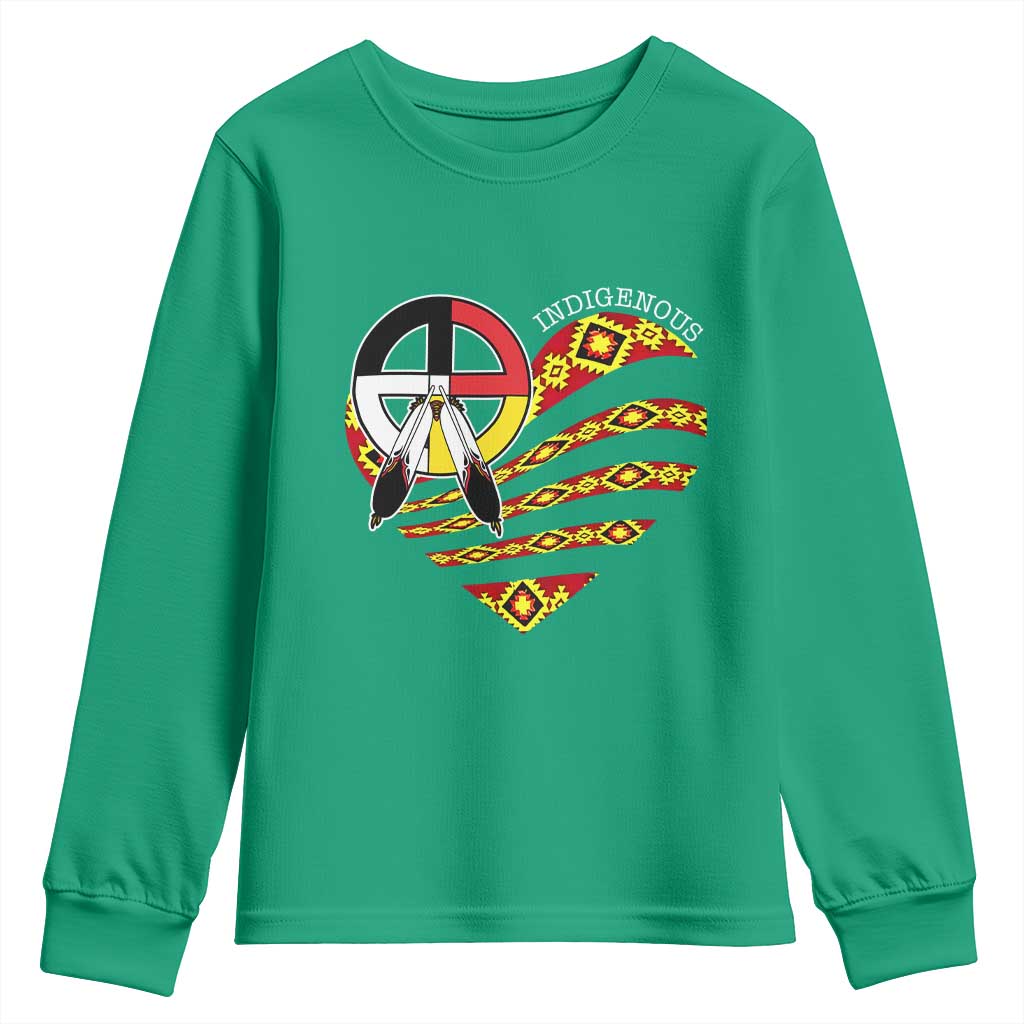Indigenous Pride Native American Medicine Wheel Youth Sweatshirt - Wonder Print Shop