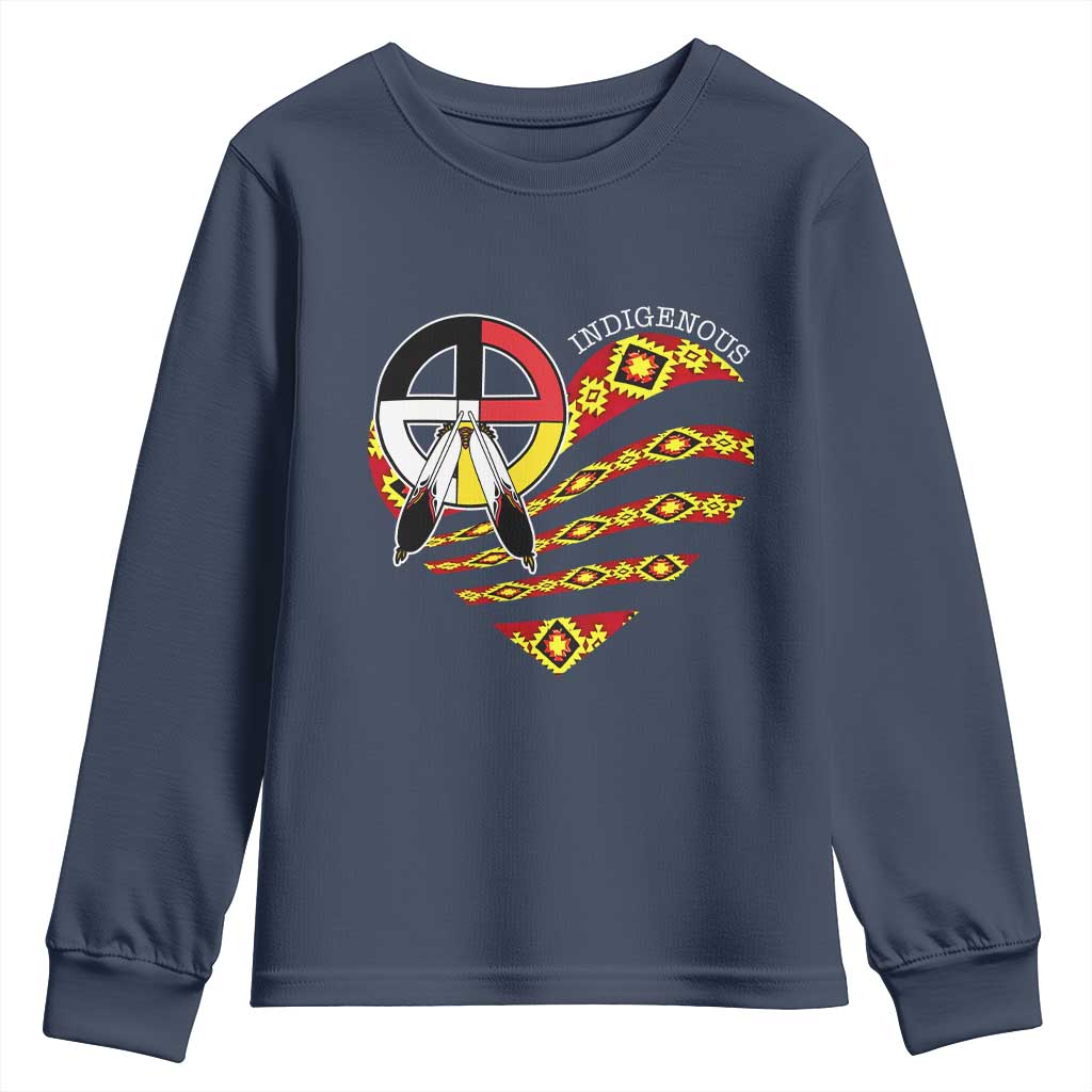 Indigenous Pride Native American Medicine Wheel Youth Sweatshirt - Wonder Print Shop