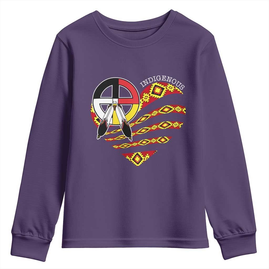 Indigenous Pride Native American Medicine Wheel Youth Sweatshirt - Wonder Print Shop
