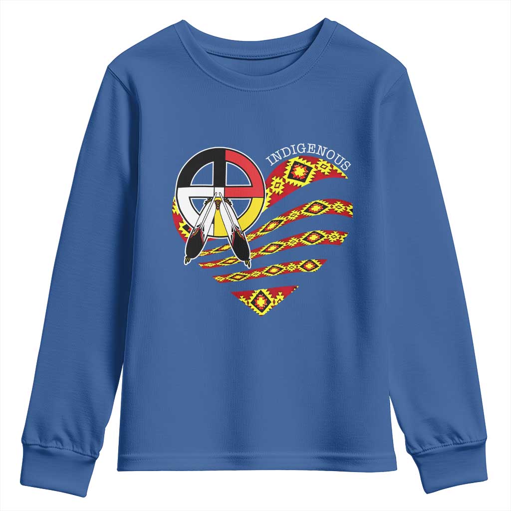 Indigenous Pride Native American Medicine Wheel Youth Sweatshirt - Wonder Print Shop