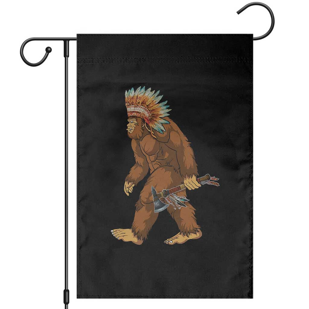 Funny Bigfoot American Indian Native Sasquatch Tomahawk Garden Flag - Wonder Print Shop
