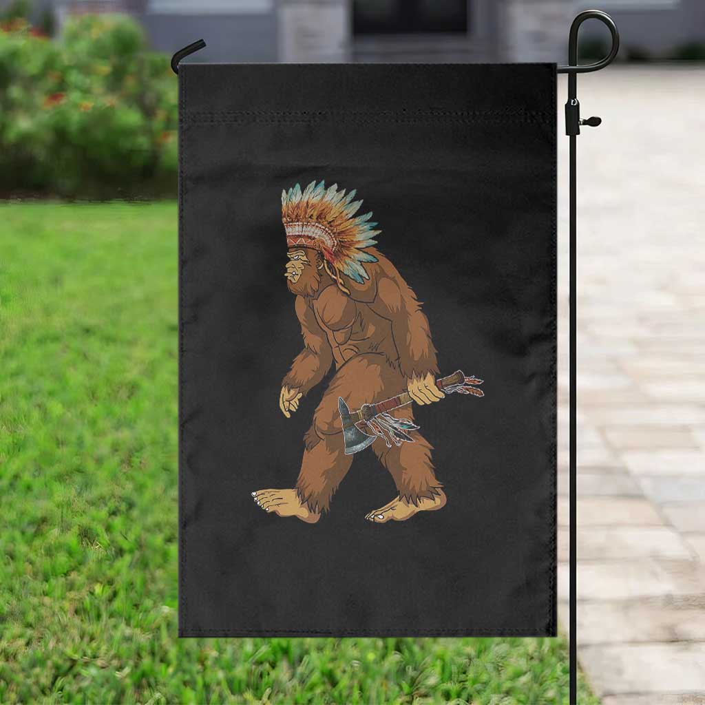 Funny Bigfoot American Indian Native Sasquatch Tomahawk Garden Flag - Wonder Print Shop