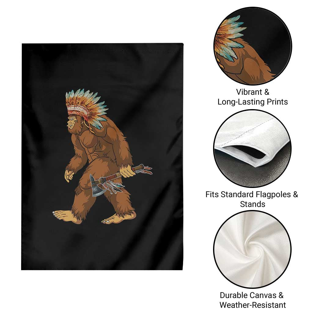 Funny Bigfoot American Indian Native Sasquatch Tomahawk Garden Flag - Wonder Print Shop