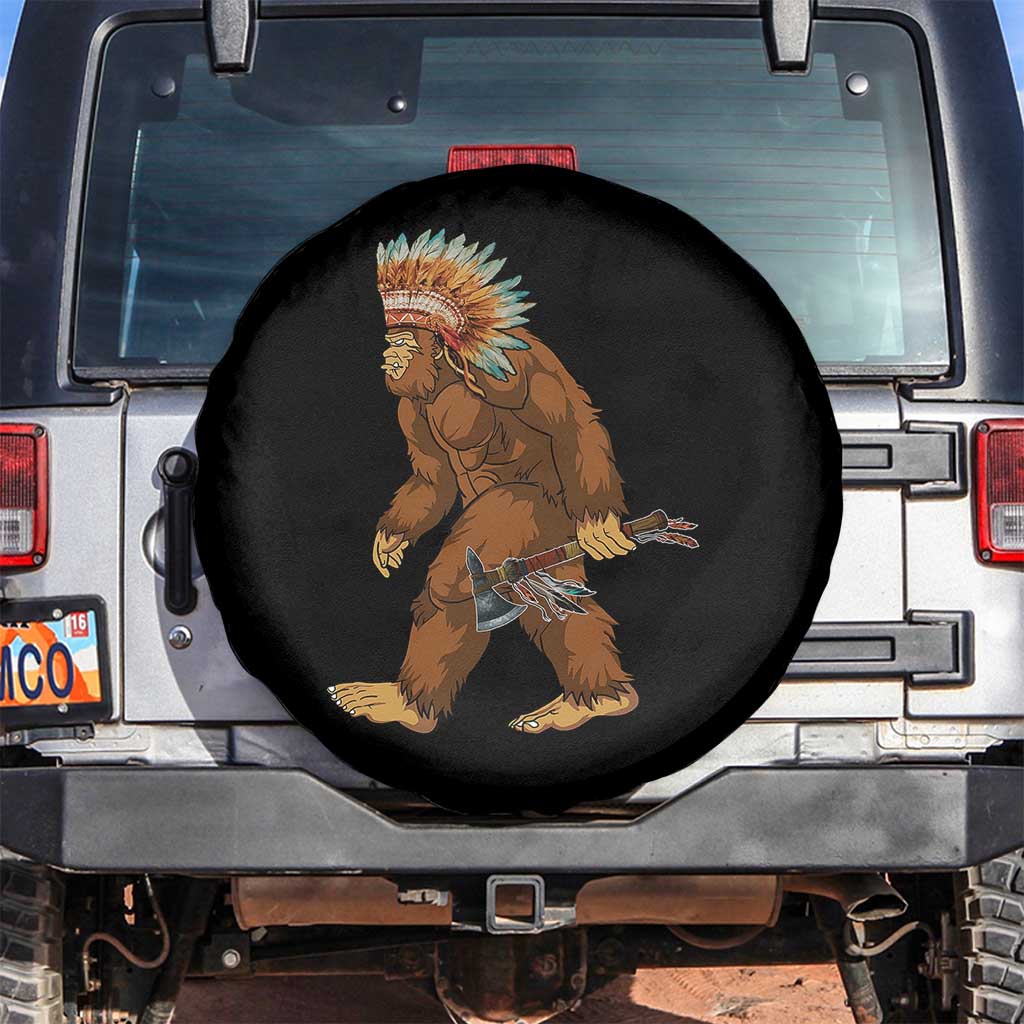 Funny Bigfoot American Indian Native Sasquatch Tomahawk Spare Tire Cover - Wonder Print Shop