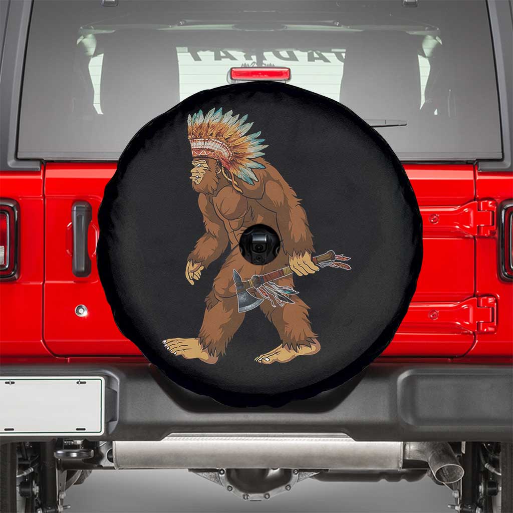 Funny Bigfoot American Indian Native Sasquatch Tomahawk Spare Tire Cover - Wonder Print Shop