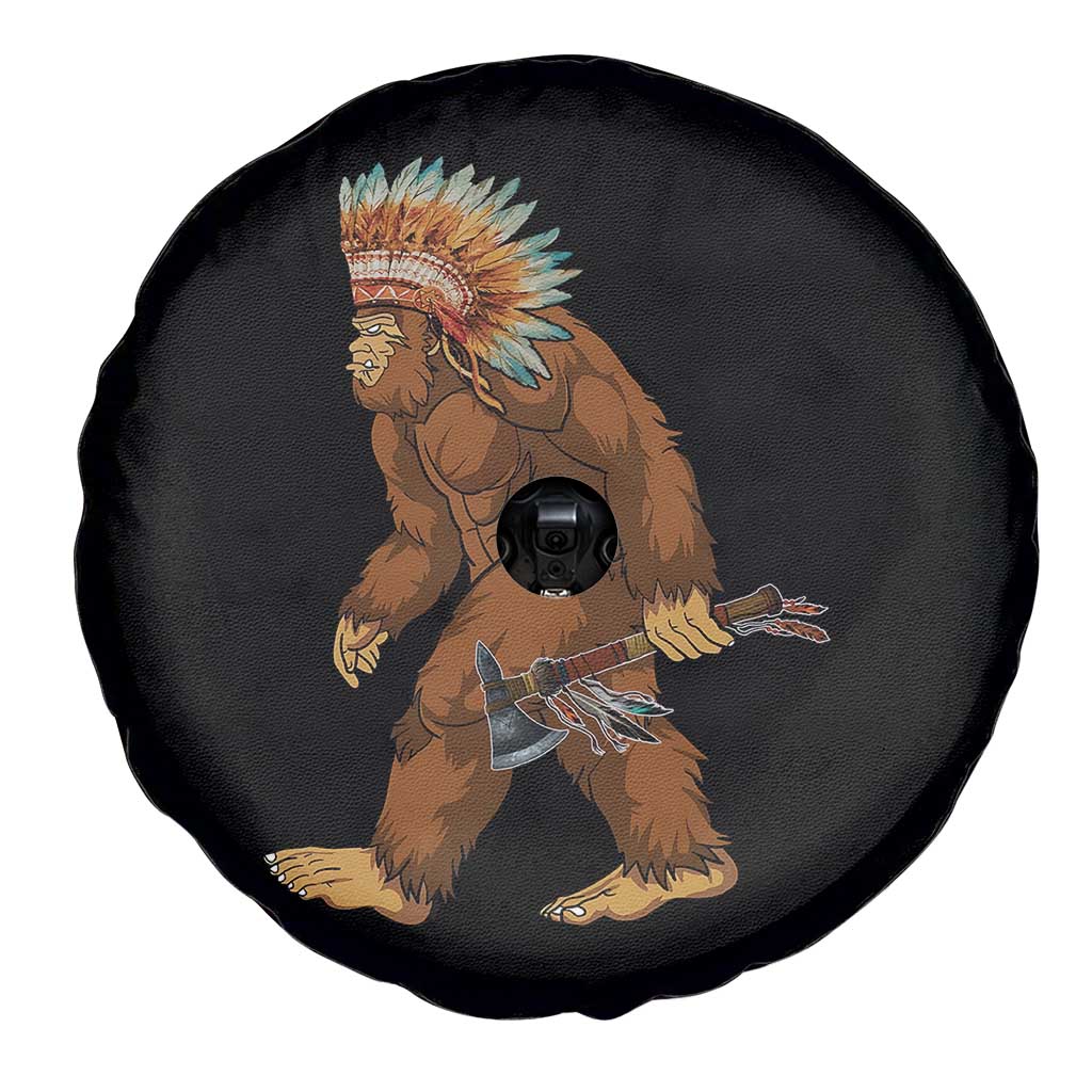 Funny Bigfoot American Indian Native Sasquatch Tomahawk Spare Tire Cover - Wonder Print Shop