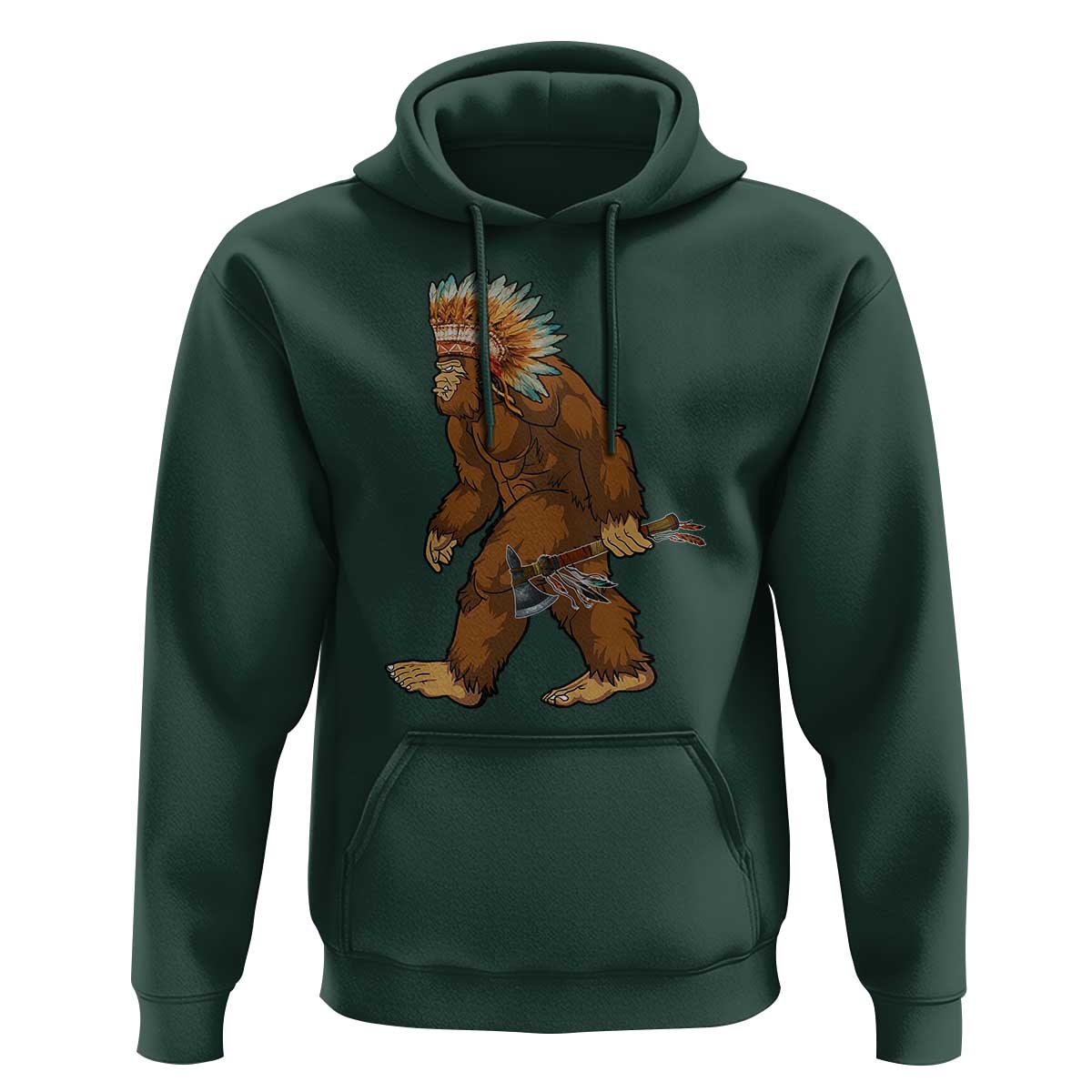 Funny Bigfoot American Indian Native Sasquatch Tomahawk Hoodie - Wonder Print Shop