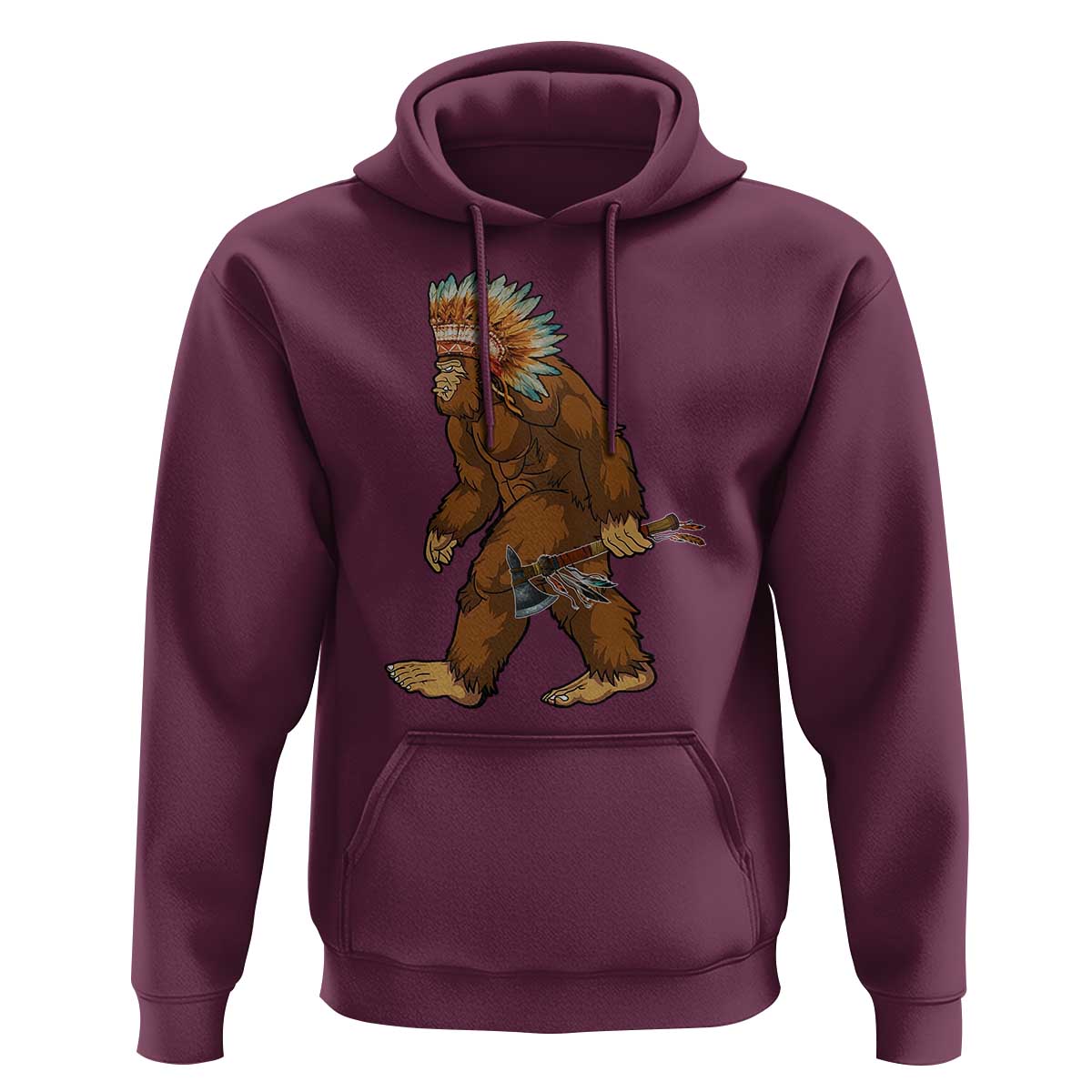 Funny Bigfoot American Indian Native Sasquatch Tomahawk Hoodie - Wonder Print Shop