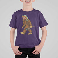 Funny Bigfoot American Indian Native Sasquatch Tomahawk T Shirt For Kid - Wonder Print Shop