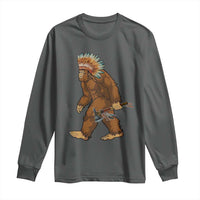 Funny Bigfoot American Indian Native Sasquatch Tomahawk Long Sleeve Shirt - Wonder Print Shop