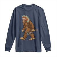 Funny Bigfoot American Indian Native Sasquatch Tomahawk Long Sleeve Shirt - Wonder Print Shop