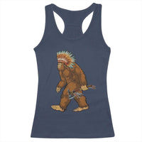 Funny Bigfoot American Indian Native Sasquatch Tomahawk Racerback Tank Top - Wonder Print Shop