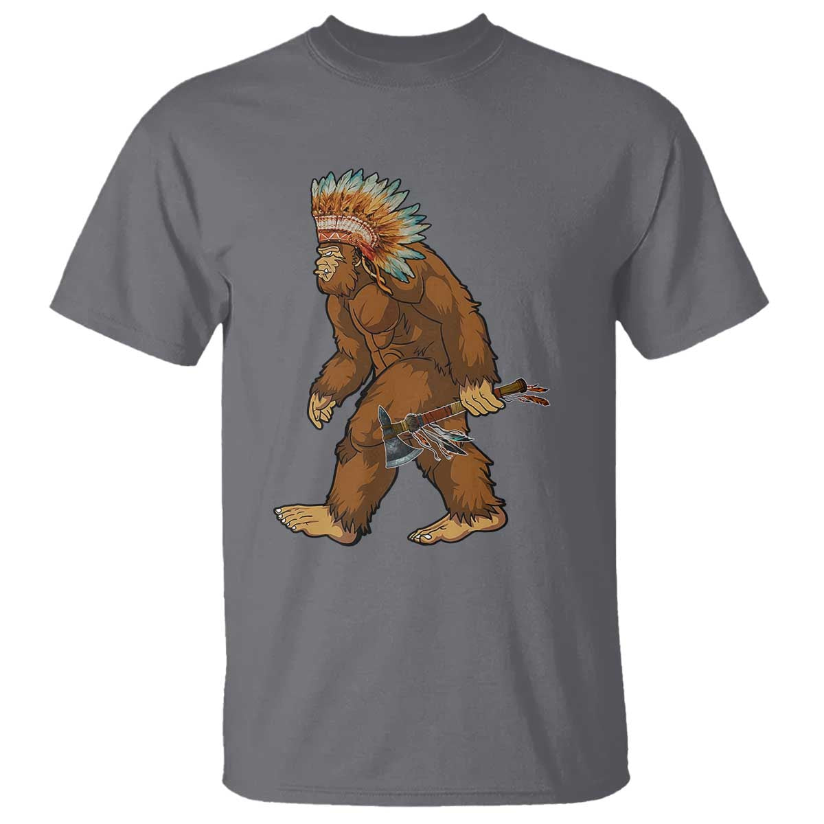 Funny Bigfoot American Indian Native Sasquatch Tomahawk T Shirt - Wonder Print Shop