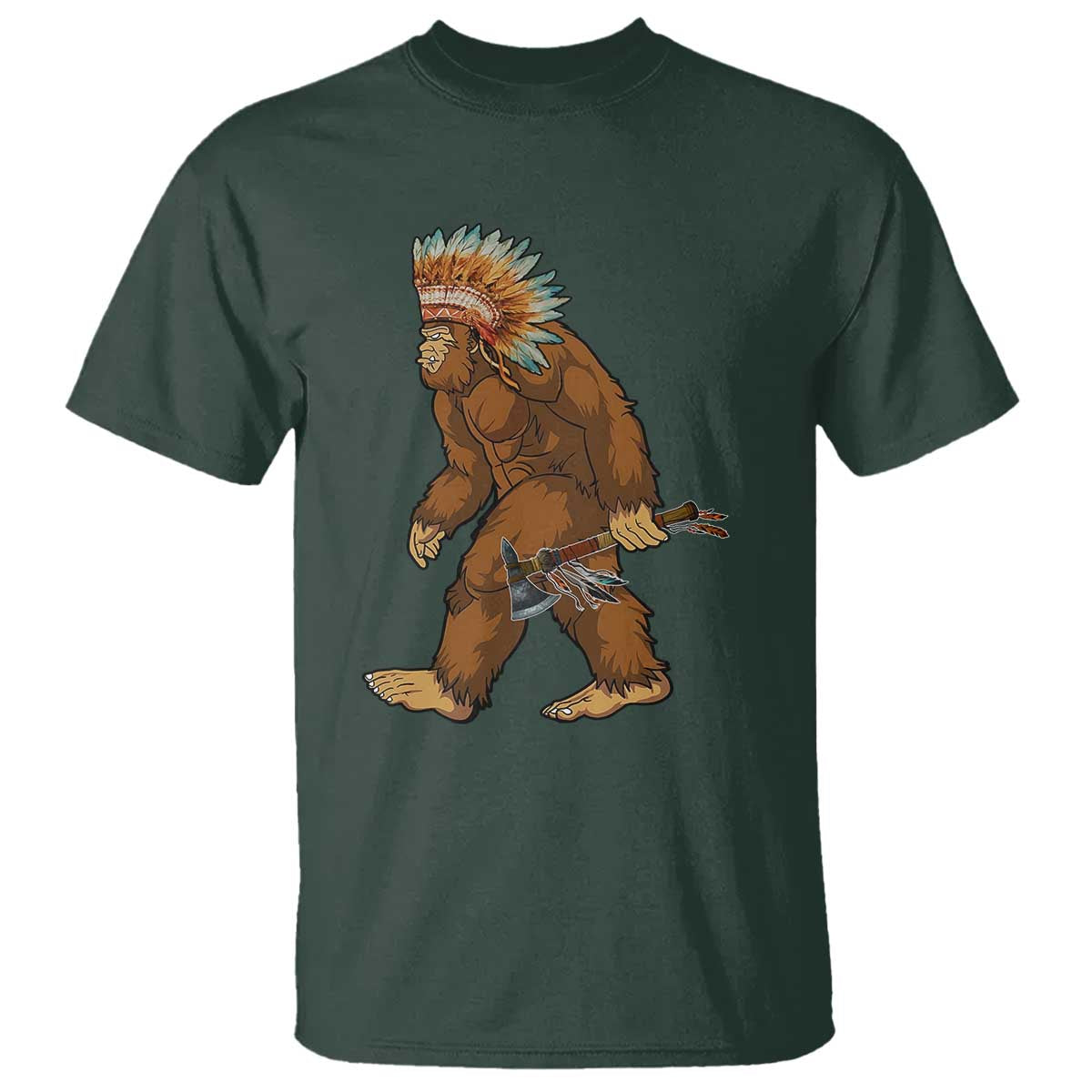 Funny Bigfoot American Indian Native Sasquatch Tomahawk T Shirt - Wonder Print Shop