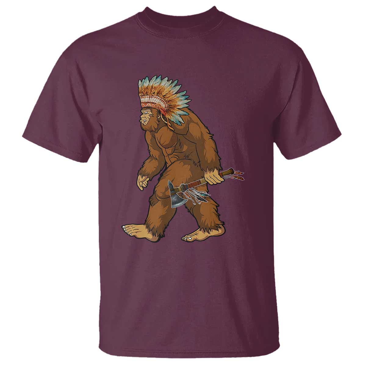 Funny Bigfoot American Indian Native Sasquatch Tomahawk T Shirt - Wonder Print Shop