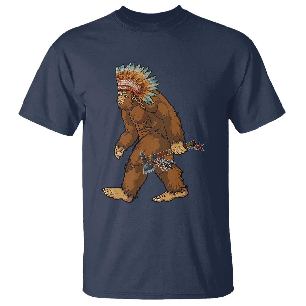 Funny Bigfoot American Indian Native Sasquatch Tomahawk T Shirt - Wonder Print Shop