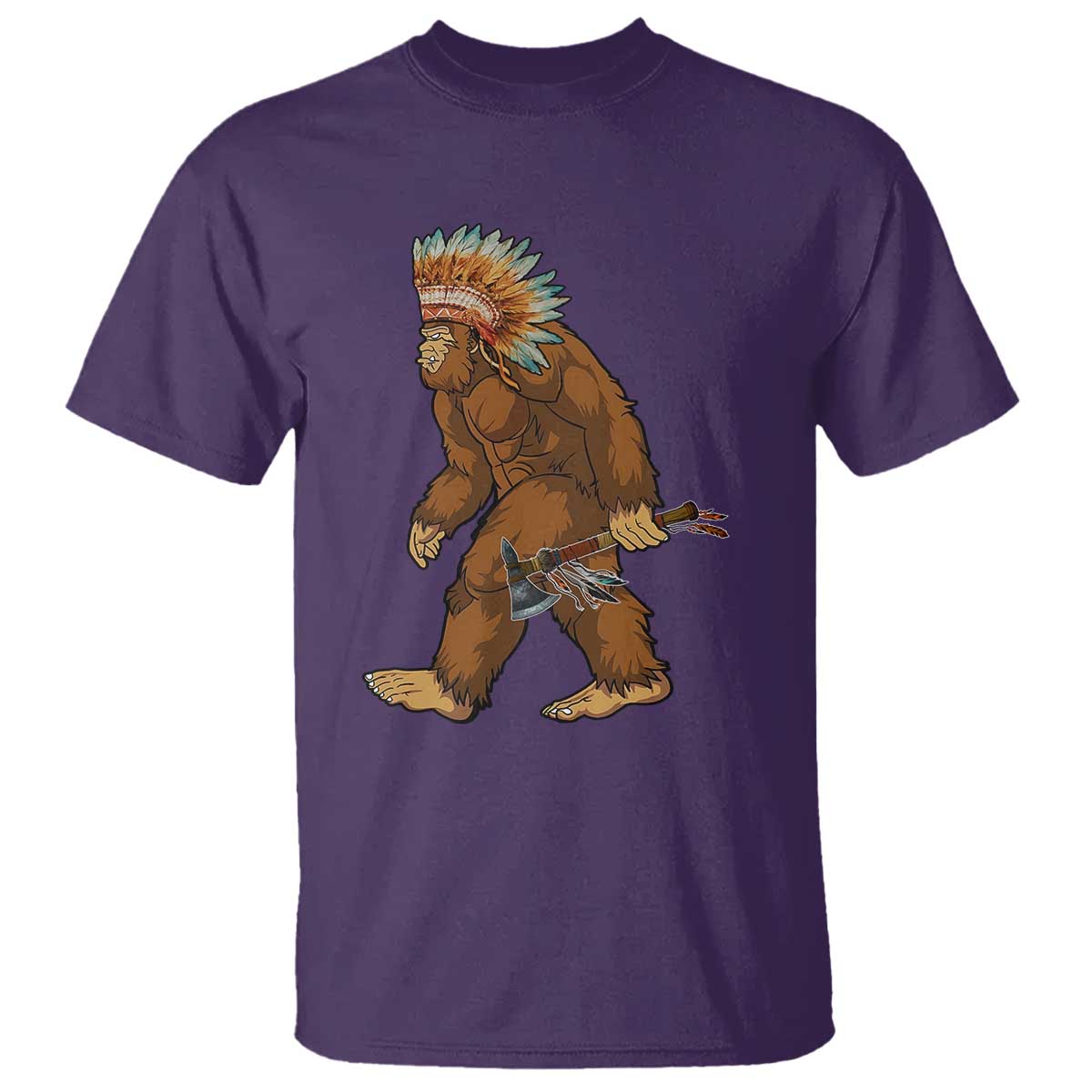 Funny Bigfoot American Indian Native Sasquatch Tomahawk T Shirt - Wonder Print Shop