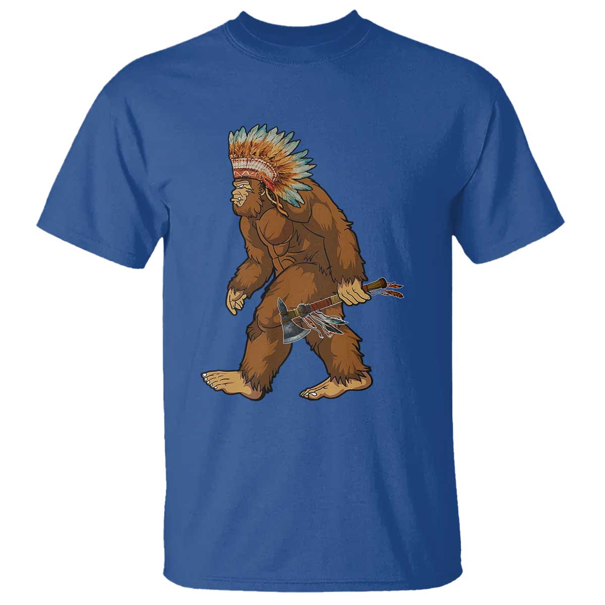 Funny Bigfoot American Indian Native Sasquatch Tomahawk T Shirt - Wonder Print Shop