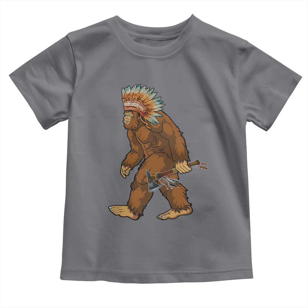 Funny Bigfoot American Indian Native Sasquatch Tomahawk Toddler T Shirt - Wonder Print Shop