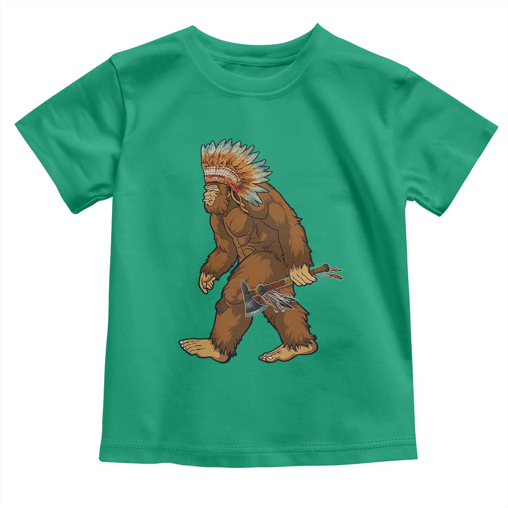 Funny Bigfoot American Indian Native Sasquatch Tomahawk Toddler T Shirt - Wonder Print Shop