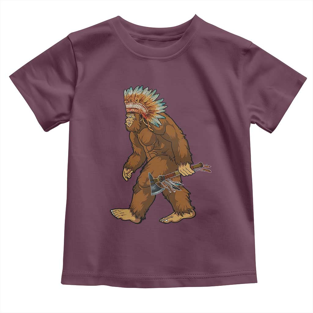 Funny Bigfoot American Indian Native Sasquatch Tomahawk Toddler T Shirt - Wonder Print Shop