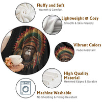 Bigfoot Native American Chief Sasquatch Wearing Headdress Throw Blanket - Wonder Print Shop