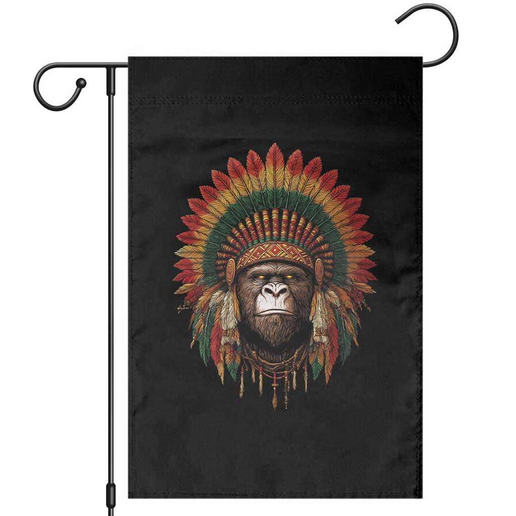 Bigfoot Native American Chief Sasquatch Wearing Headdress Garden Flag - Wonder Print Shop
