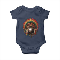 Bigfoot Native American Chief Sasquatch Wearing Headdress Baby Onesie - Wonder Print Shop