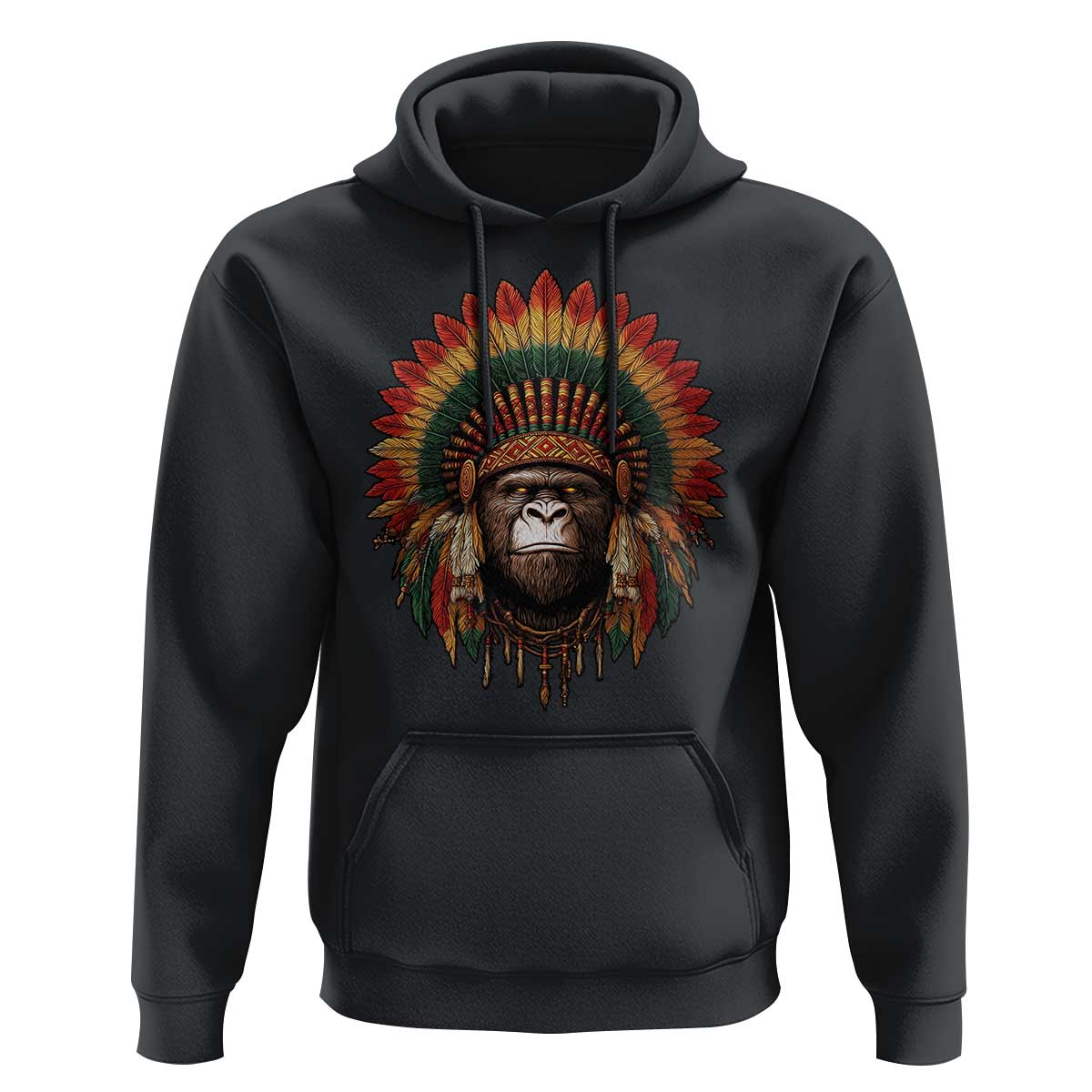 Bigfoot Native American Chief Sasquatch Wearing Headdress Hoodie - Wonder Print Shop