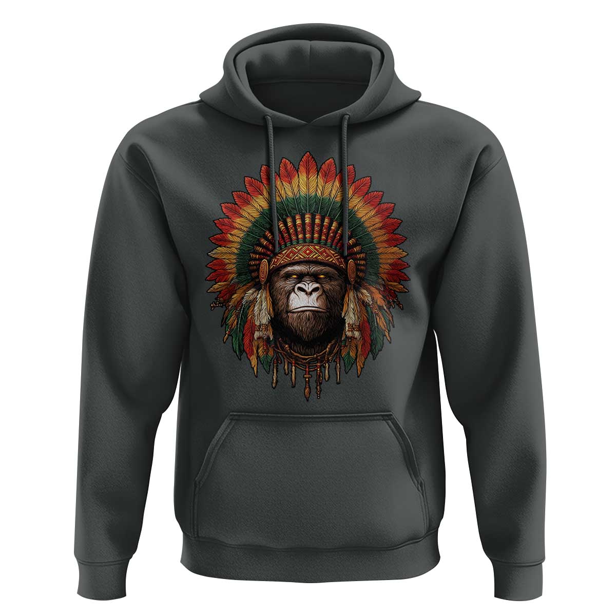 Bigfoot Native American Chief Sasquatch Wearing Headdress Hoodie - Wonder Print Shop