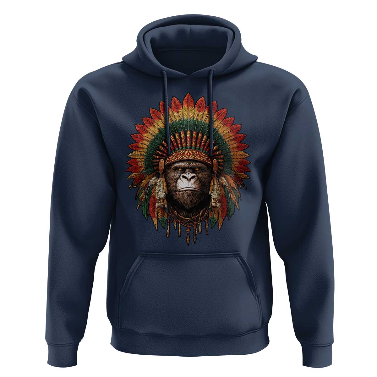Bigfoot Native American Chief Sasquatch Wearing Headdress Hoodie - Wonder Print Shop